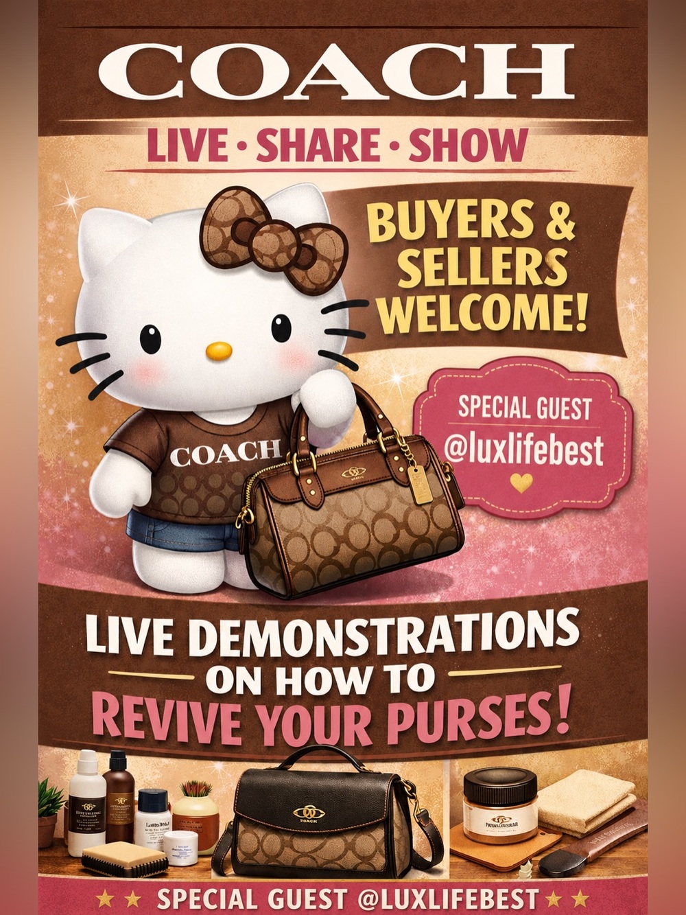Sunday 8/9 @12:30pm CST Live Share Show! COACH! Special guest @luxlifebest